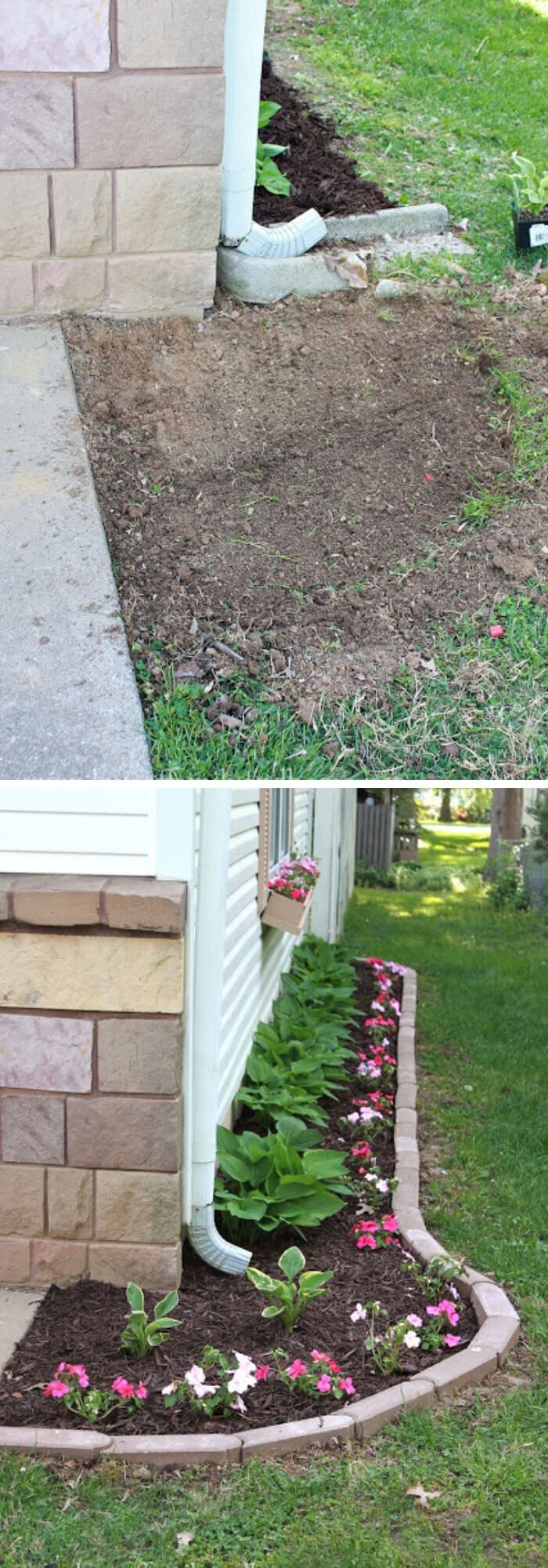 #3. Flower bed under the downspout