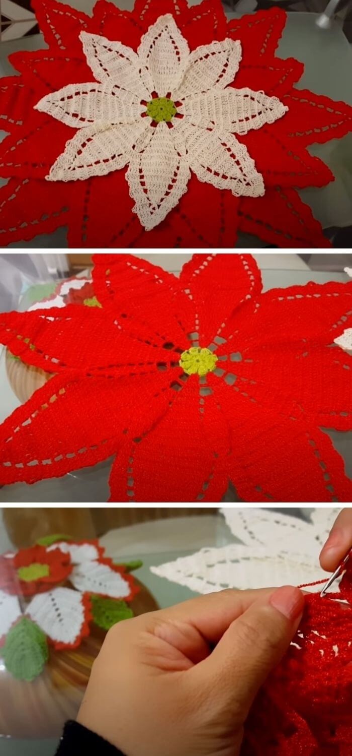 Poinsettia flower table runner