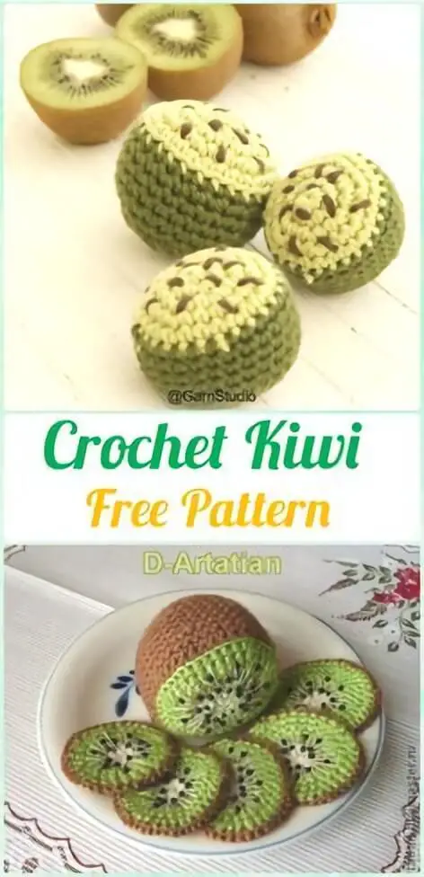 DIY How to Crochet Amigurumi Fruits Free Patterns Kiwi