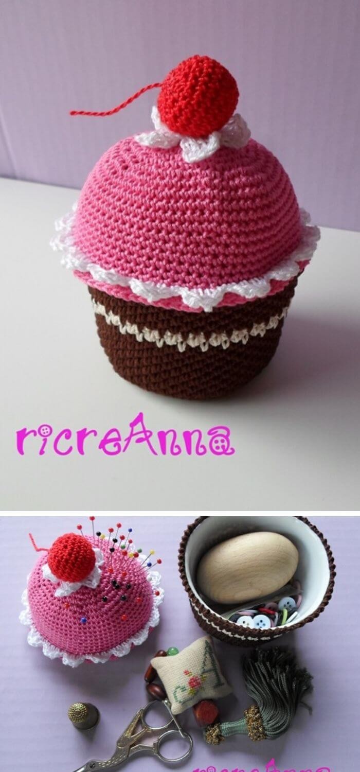 Strawberry Crochet Cupcakes