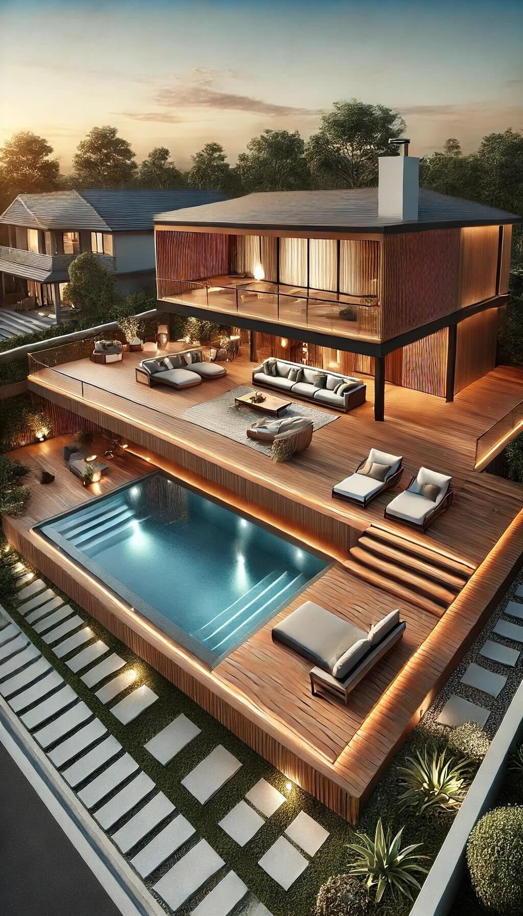 Elevated Deck with Semi Inground Pool