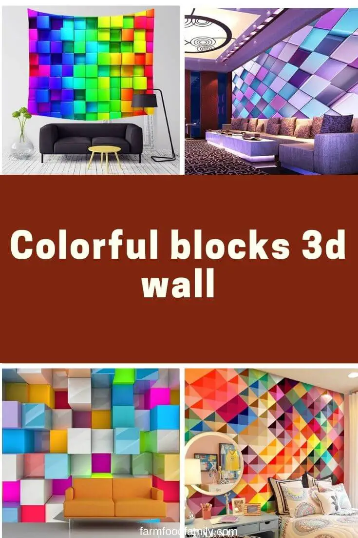 Colorful blocks 3d wall