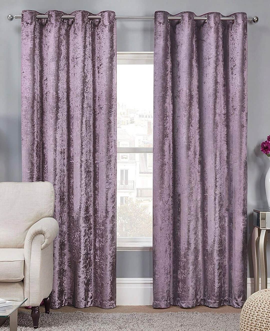 Crushed velvet curtain