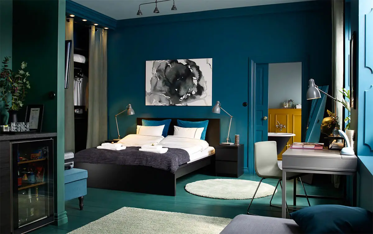 Teal and Royal Blue bedroom