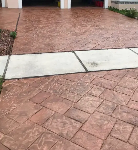 Stamped concrete driveway