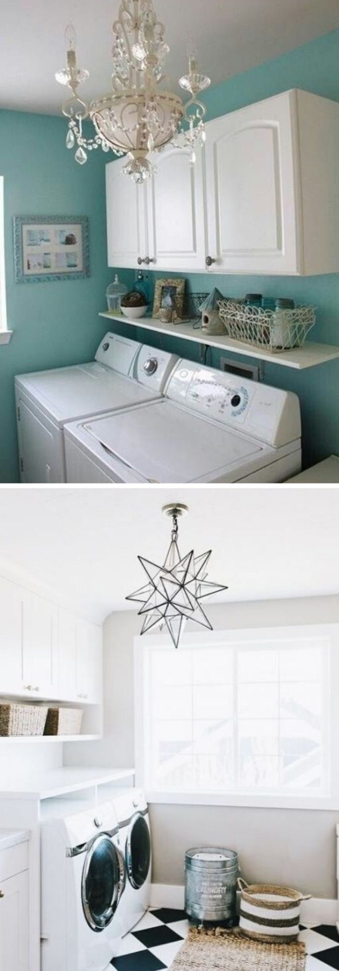 #6. Chandelier in laundry room