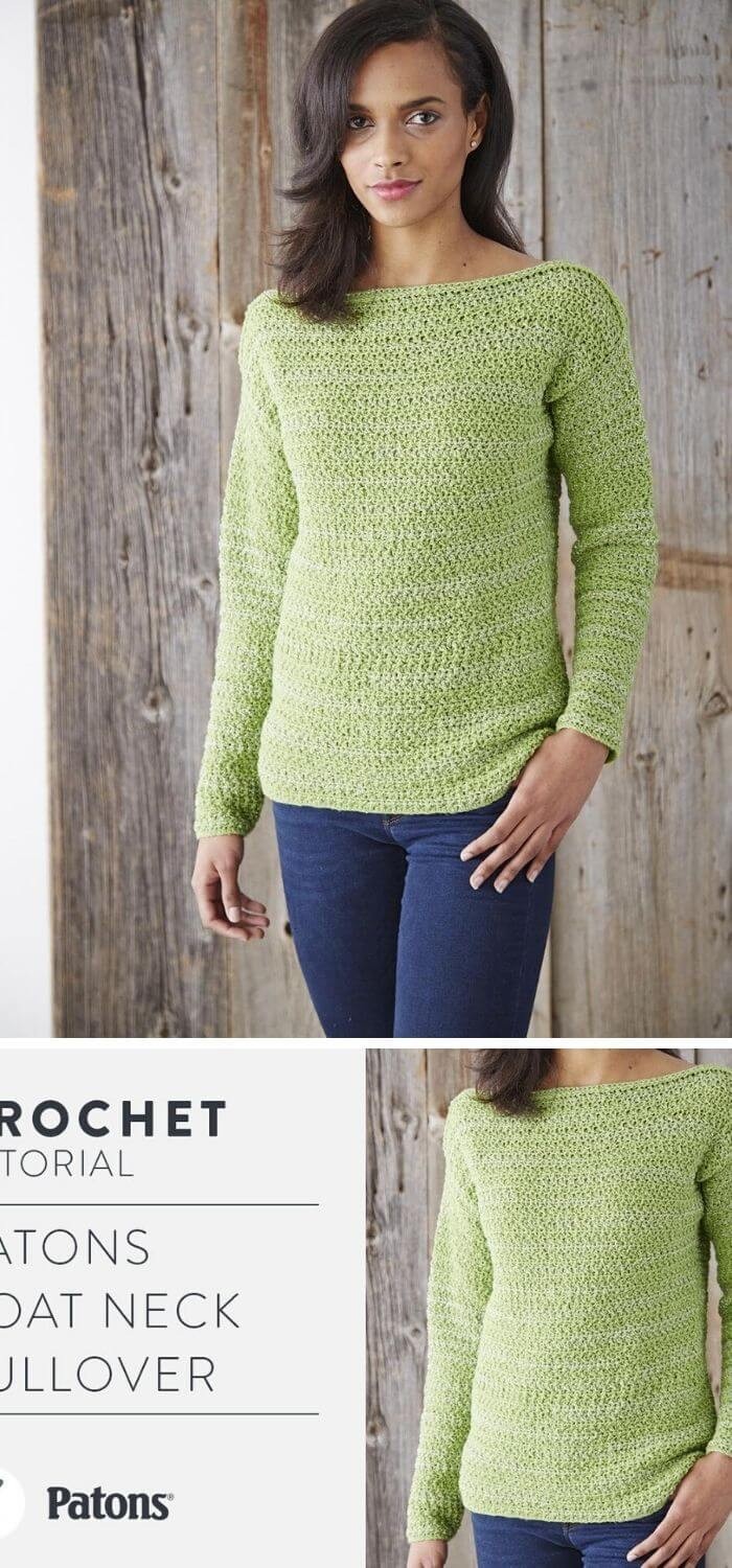 Boat Neck Pullover Sweater