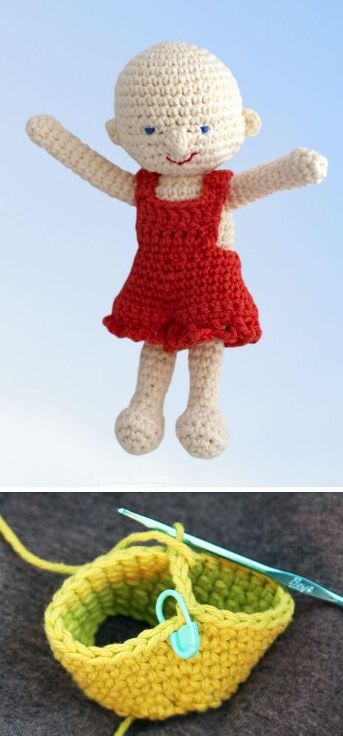 Crochet short overalls for dolls