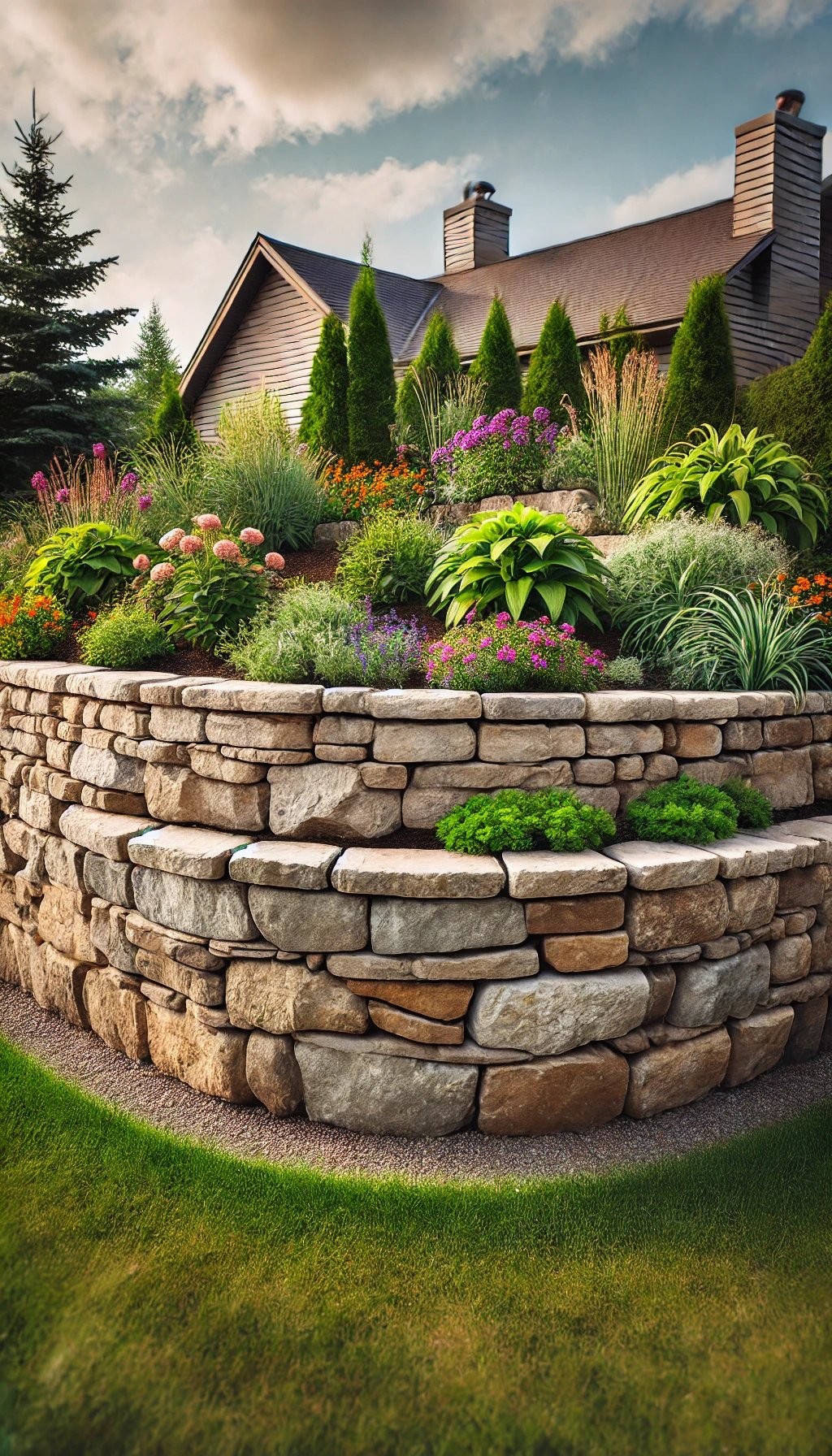 Dry Stack Stone Wall Edging