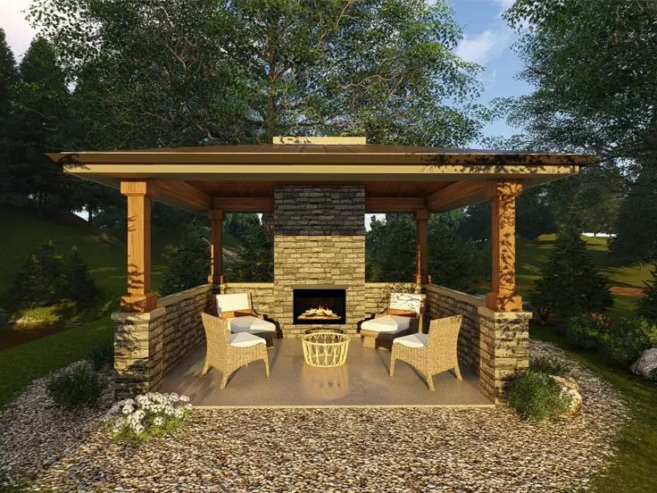 Customized Pavilion with a Fireplace