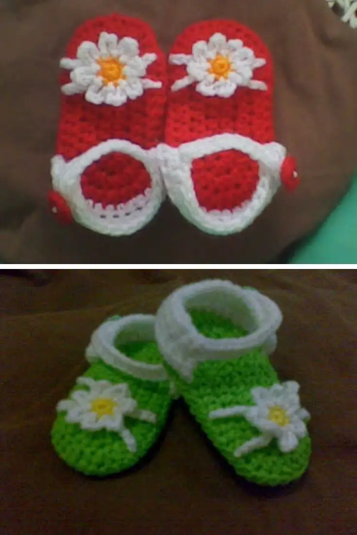 Crochet red baby sandals