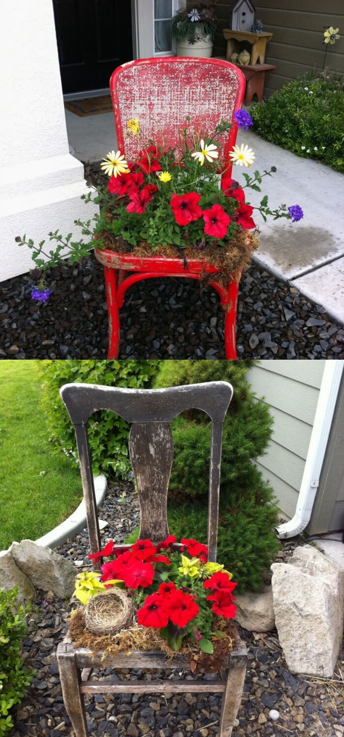 Flower Pots from Old Chair