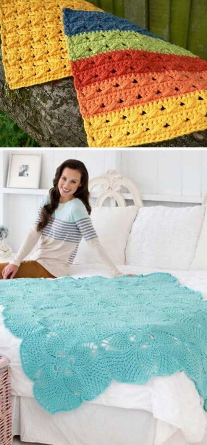 Tropical Pineapple Squares Crochet Blanket