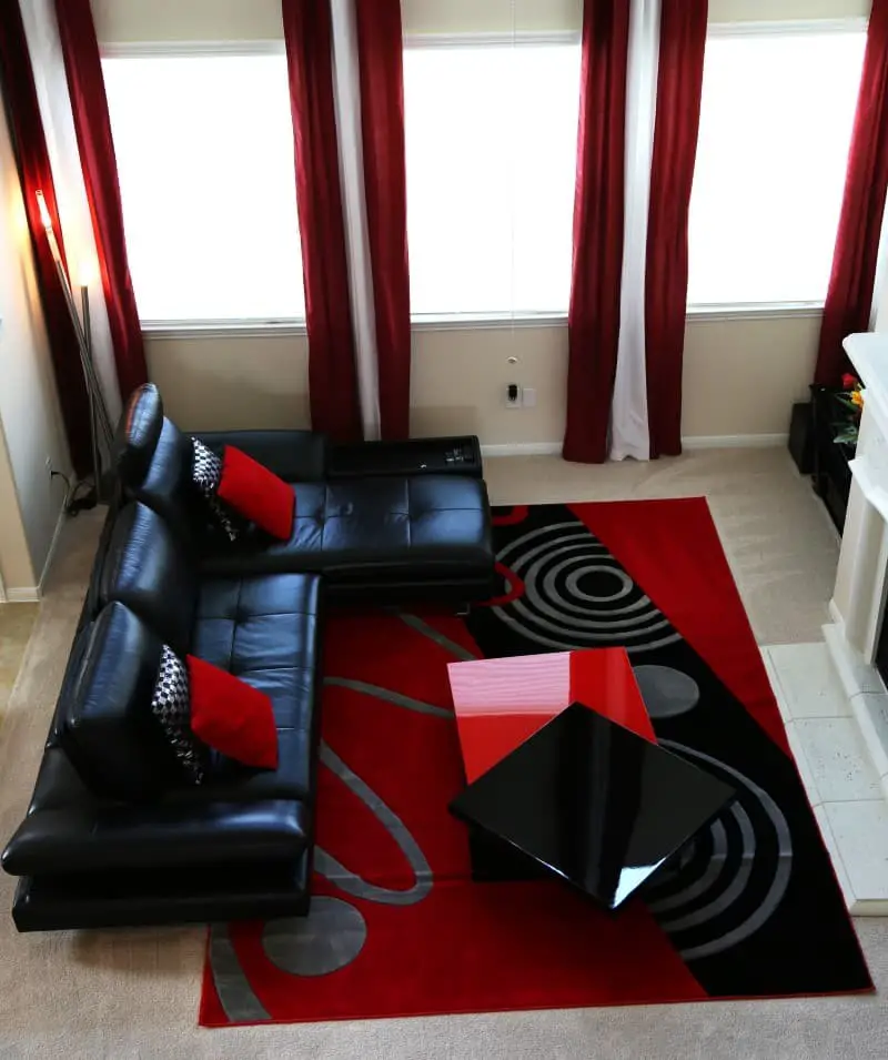 Black and red living room ideas.