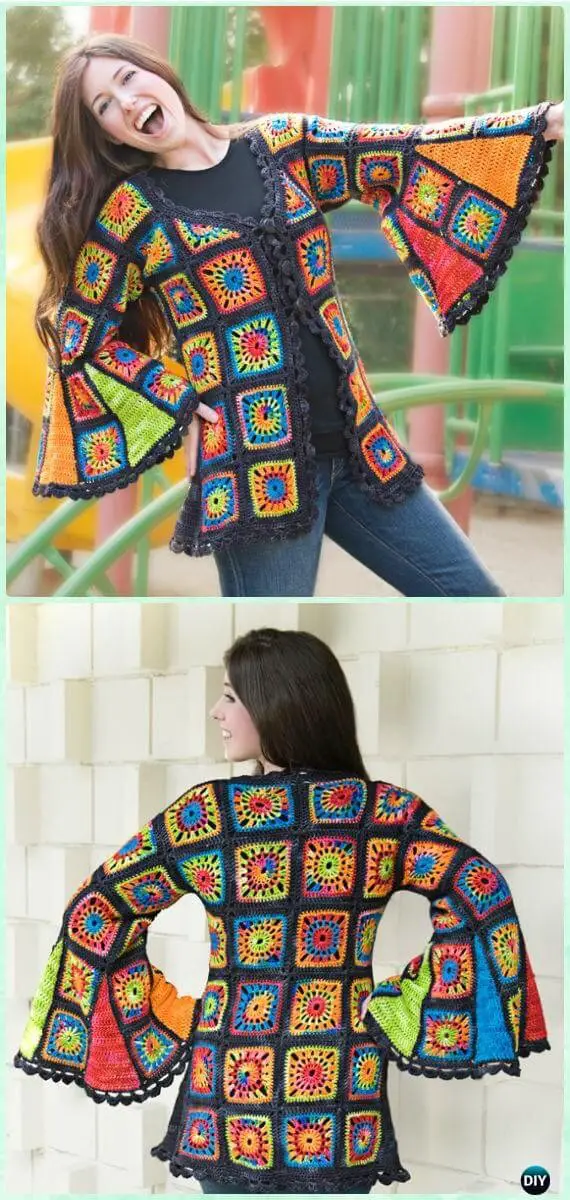 Crochet Granny Square Jacket Tutorial Pattern