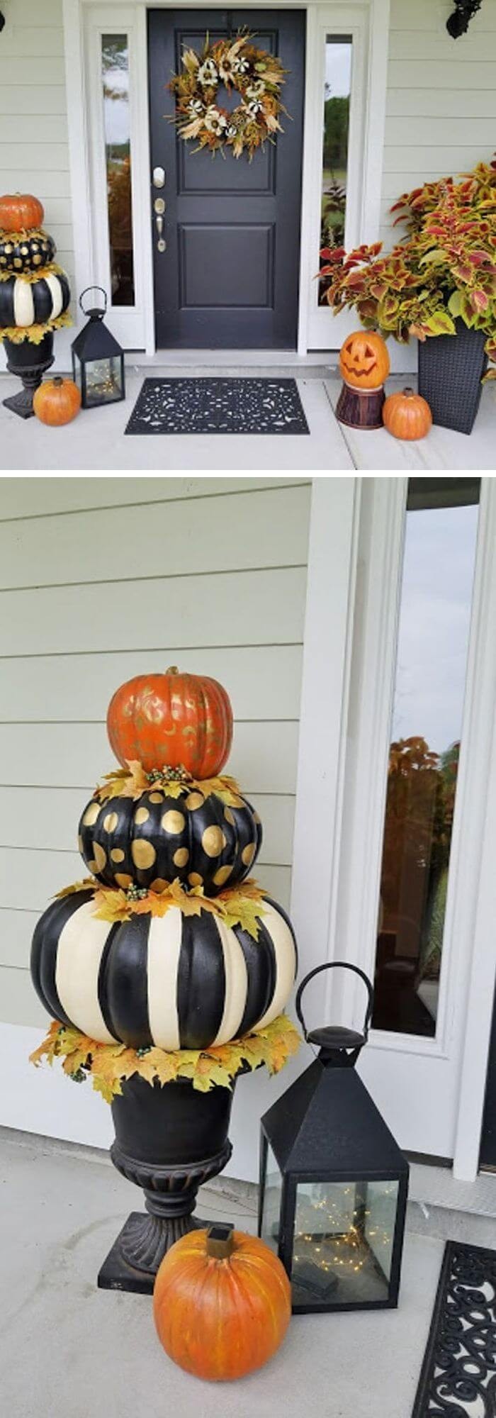 #9. Hand Painted Halloween Pumpkin Topiary