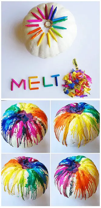 Melt crayons on Pumpkin