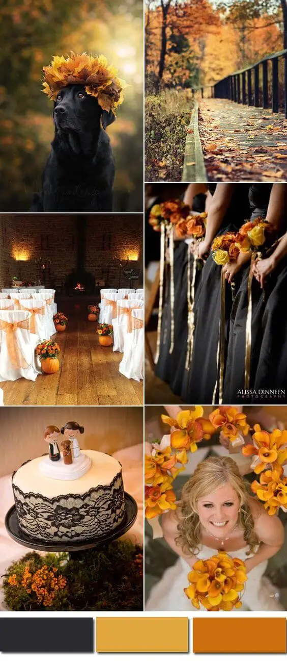 Black and orange autumn Halloween wedding color inspiration