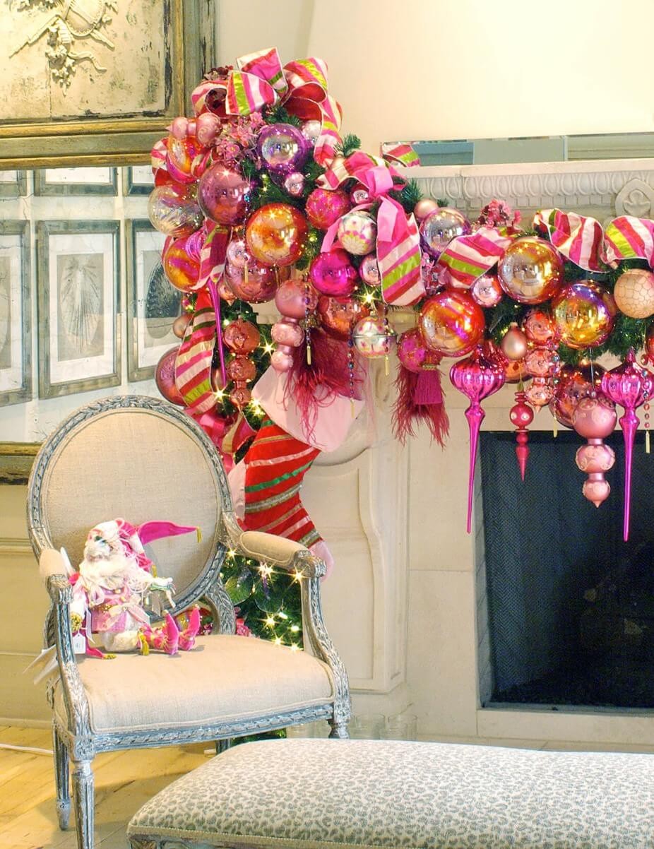 Pink ornaments garland