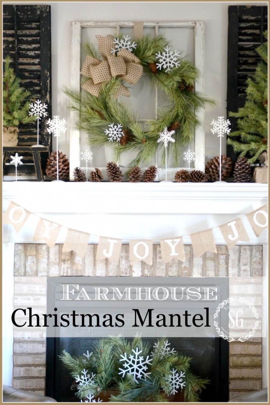 Farmhouse Christmas mantel