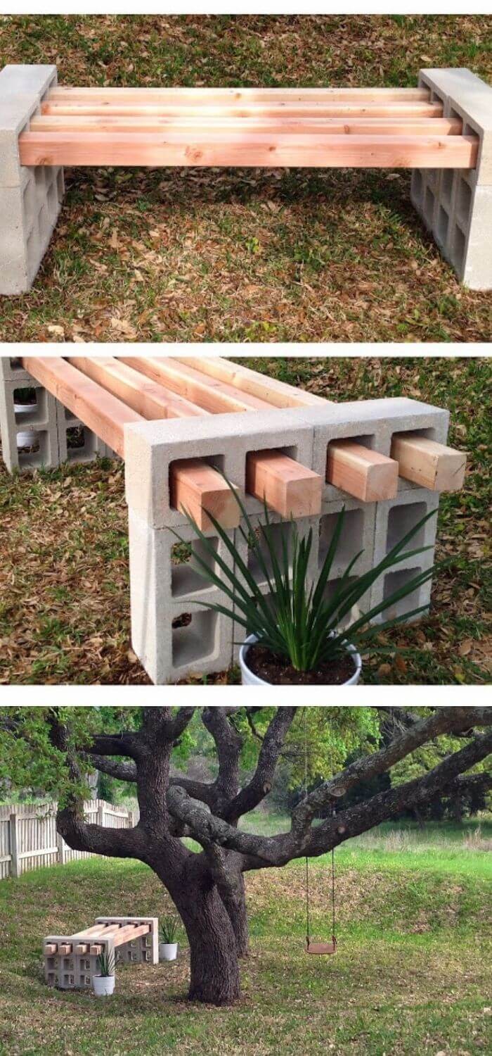 Cinder block bench