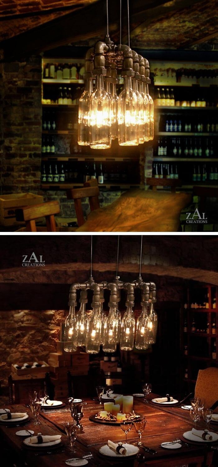 Pendant Light from Beer Bottles