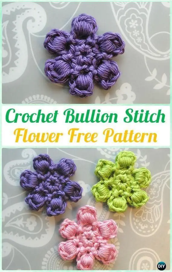 Bullion Stitch Crochet Flower