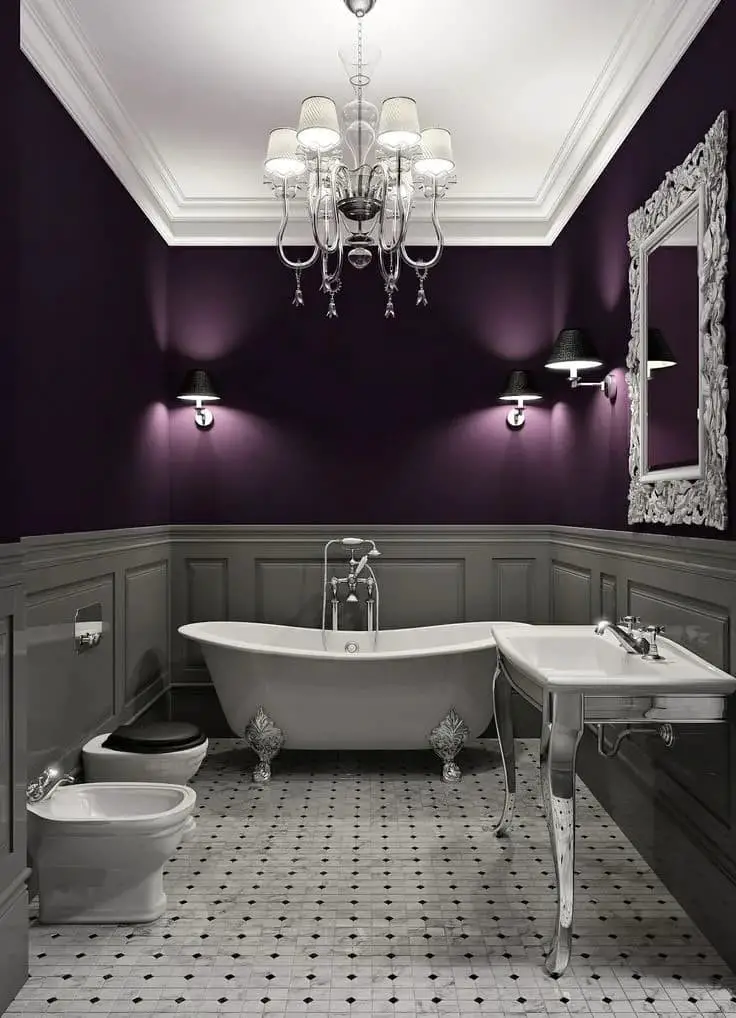 Grey and Purple Bathroom