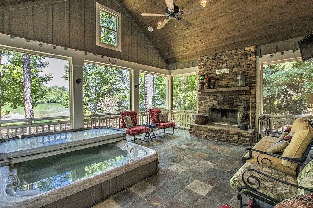 Screened in porch with hot tub ideas