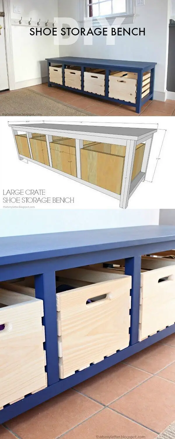 DIY Crate Shoe Storage Bench