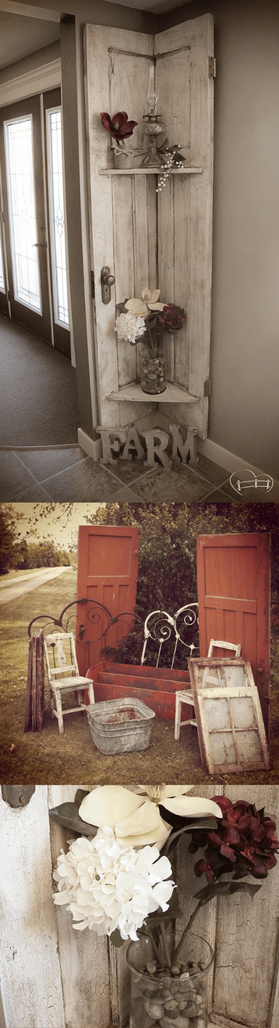 Repurposed barn door decor