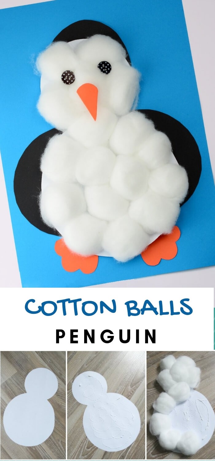 #9. Cotton Balls Penguin Craft