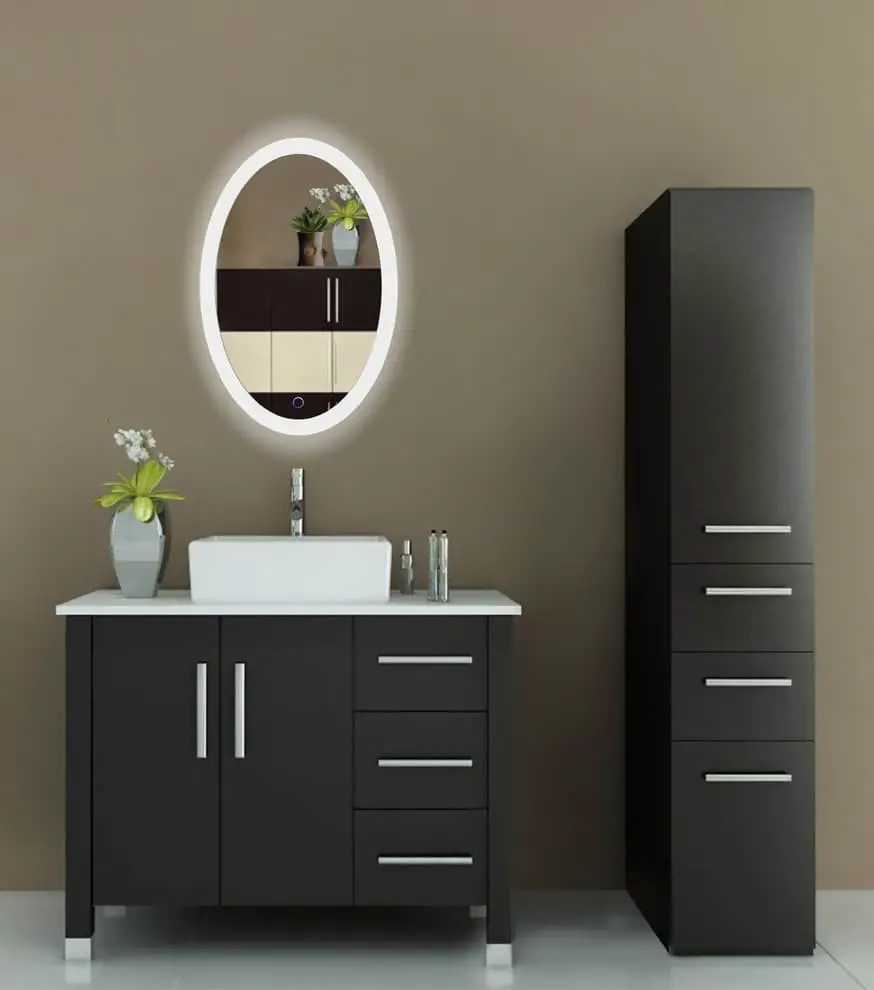 Mirror with built-in lighting – if you have a dark bathroom, adding some bright LED lights will make it feel much brighter