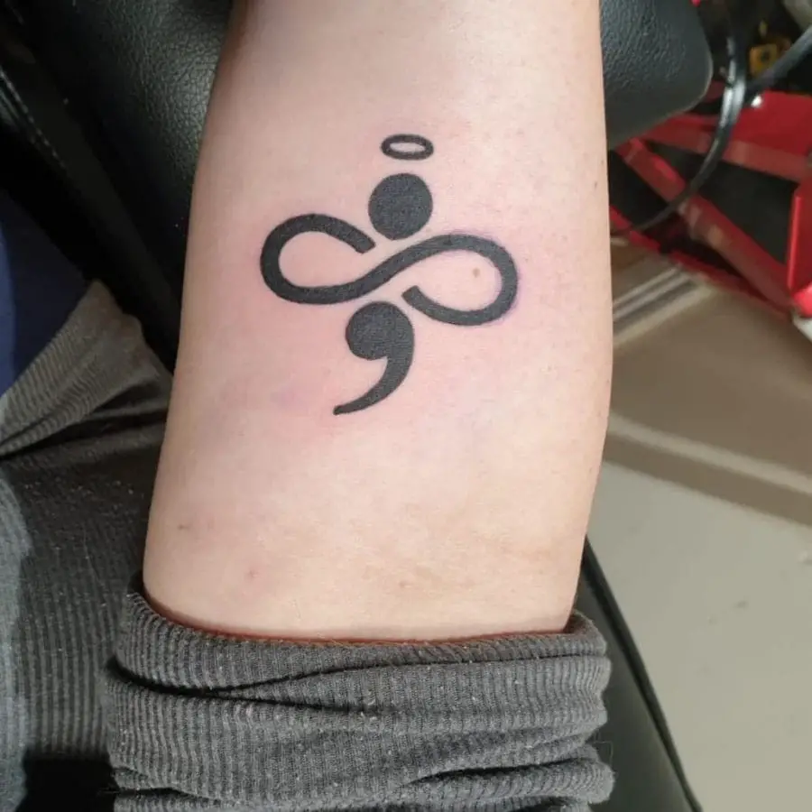 Heavy black ink infinity tattoo