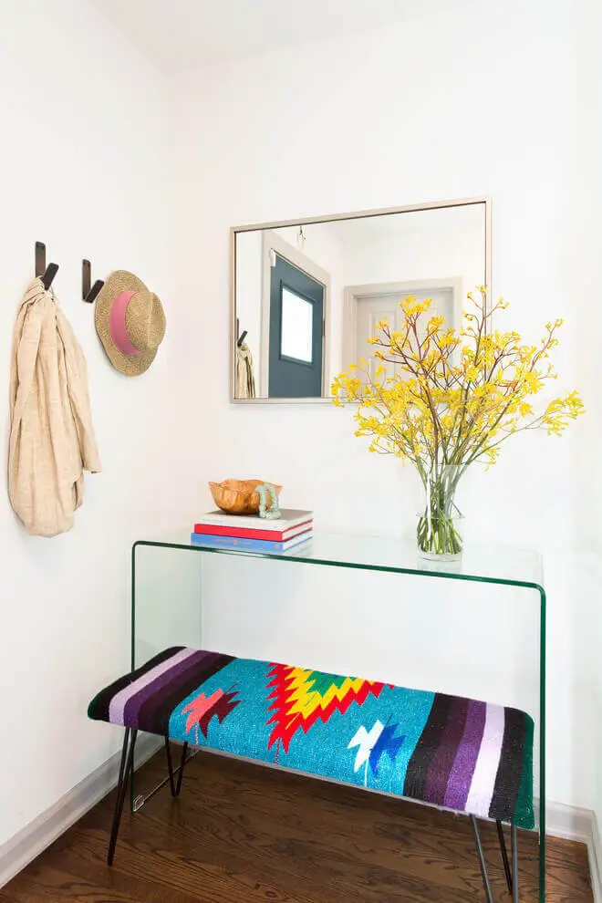 A glass console table