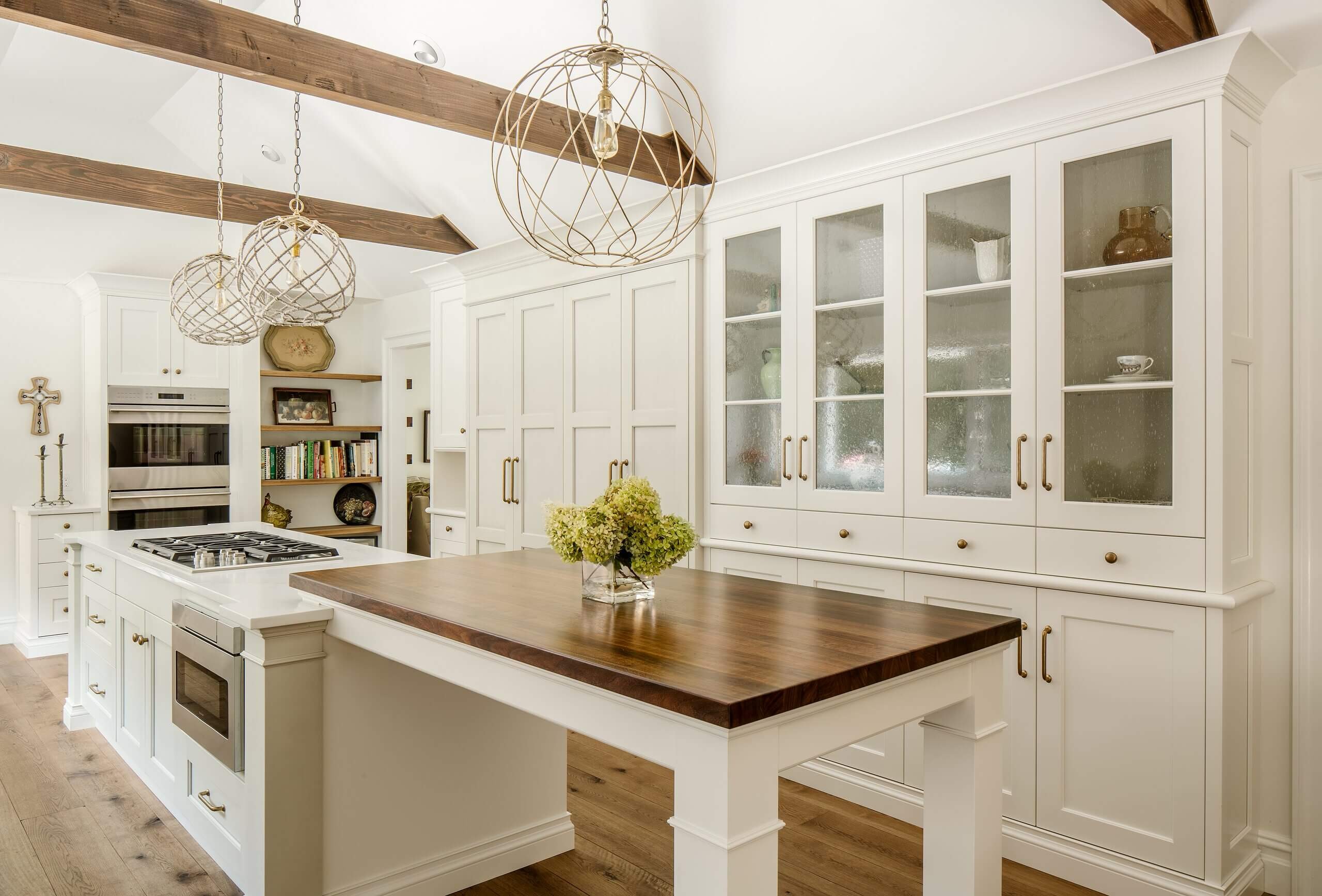 #1. Farmhouse kitchen with reclaimed flooring