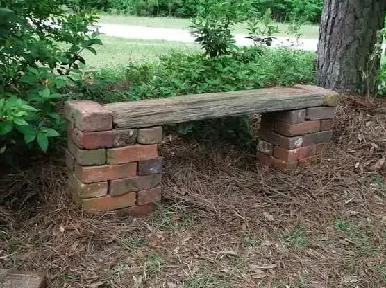 DIY brick garden bench