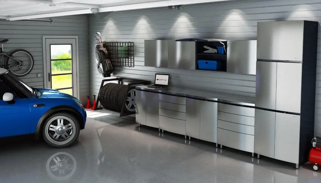 Silver Grey Garage Lighting Ideas