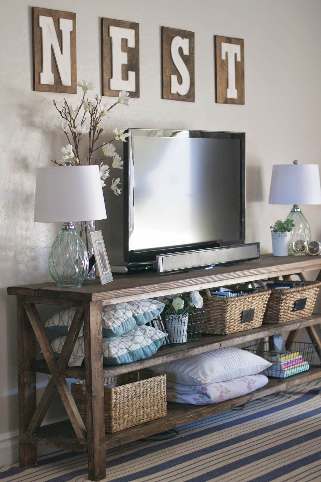 Farmhouse console with a sign