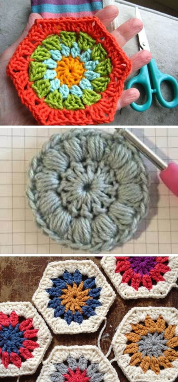 Crochet Wind Flower Hexagon Motif