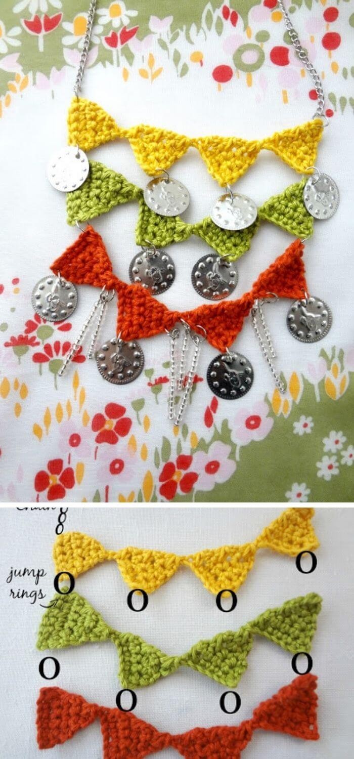 Crochet bunting necklace