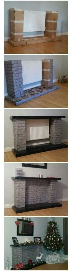 Cardboard fireplace