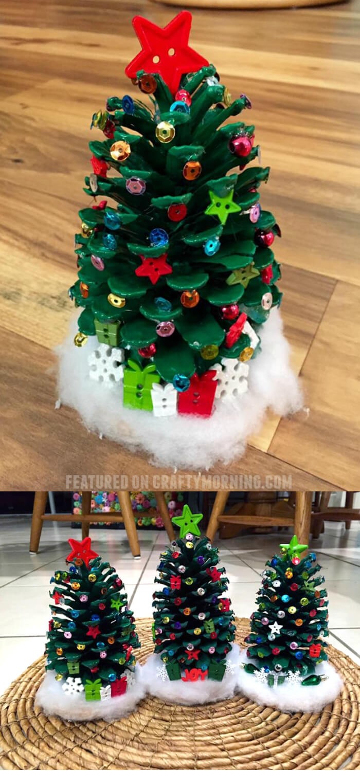 #4. Pinecone Christmas Trees by craftymorning