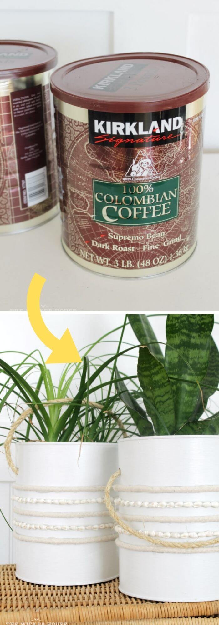 From coffee can into a planter bucket