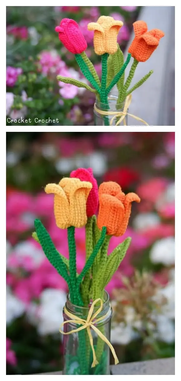 Crochet Tulip Flower Bouquet Free Pattern