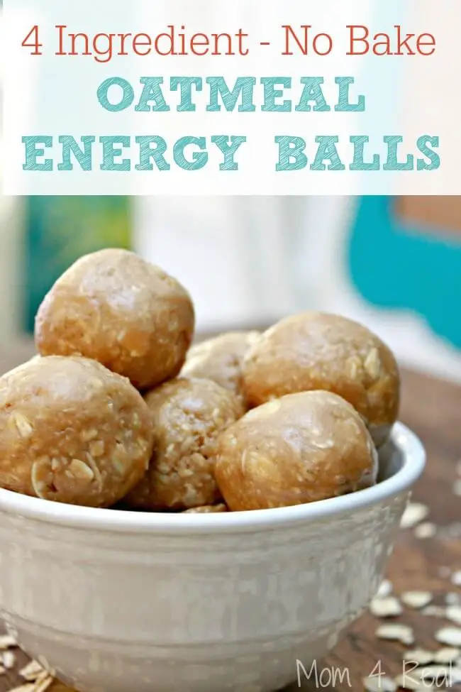 4 Ingredient No Bake Peanut Butter Oatmeal Balls