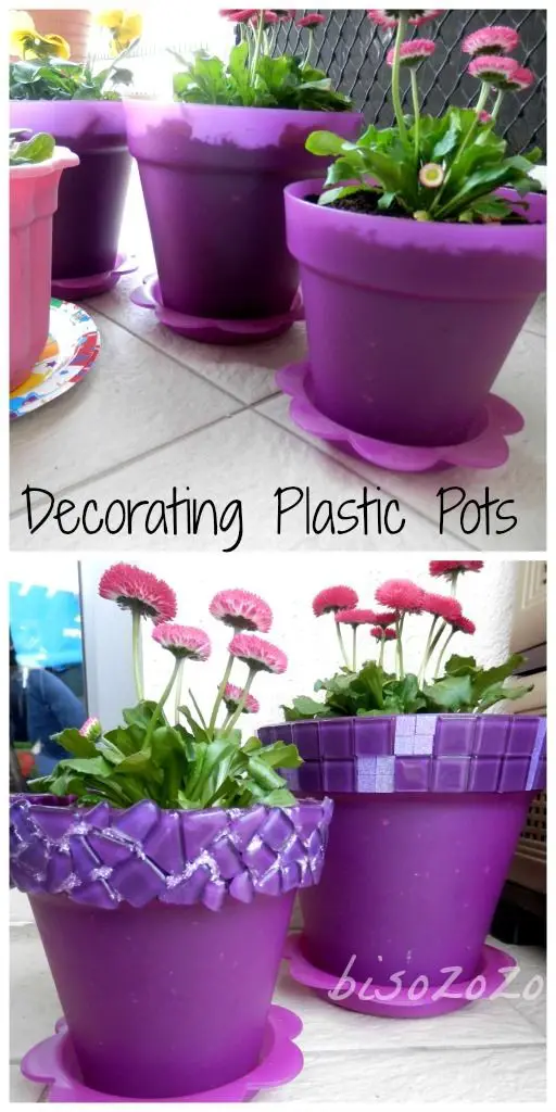 Painting Plastic Flower Pots