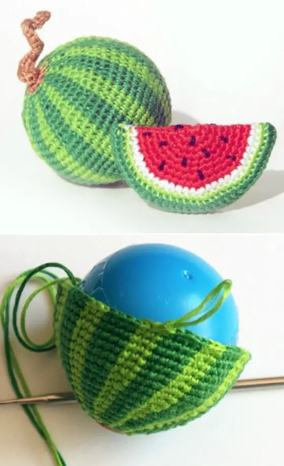 DIY How to Crochet Amigurumi Fruits Free Patterns Watermelon