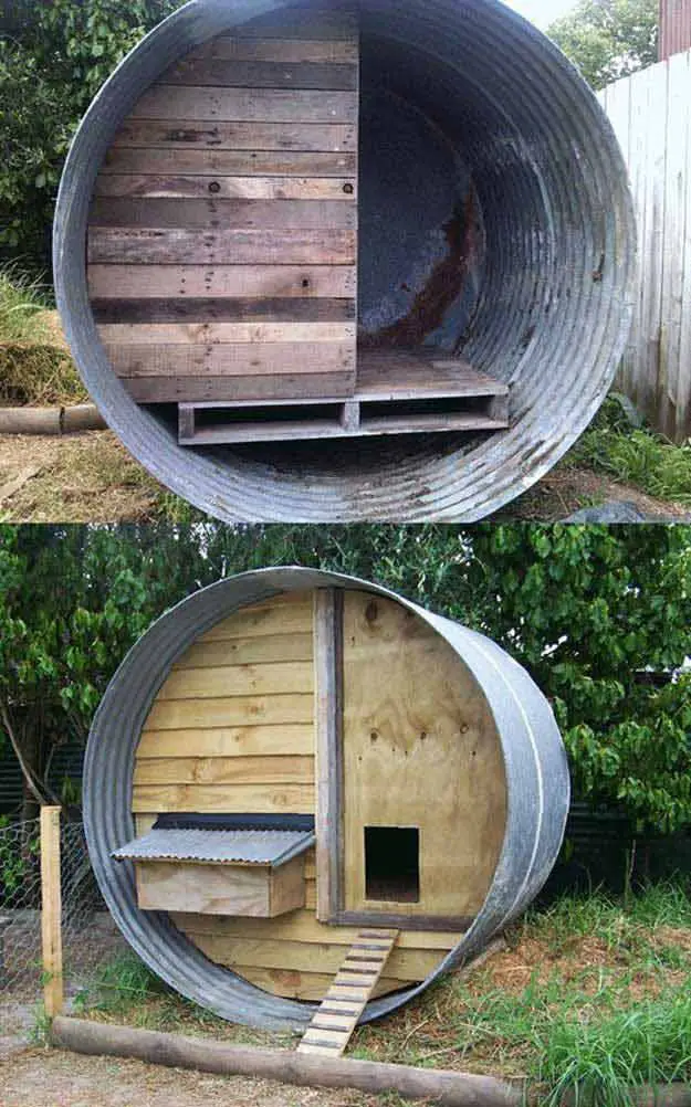 Cylindrical chicken coop