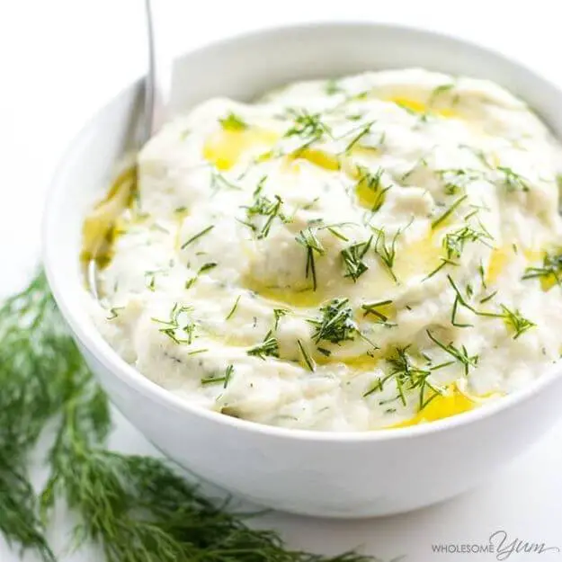 Cheesy Mashed Cauliflower With Havarti & Dill